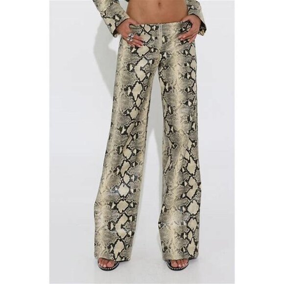 NWT $160 REVOLVE Anthropologie by.DYLN Xaavier Snake Print Faux Leather Pant L - Picture 1 of 16